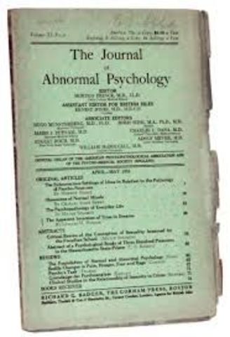 EUA - Primeira publicação do "Journal of Abnormal Psychology"