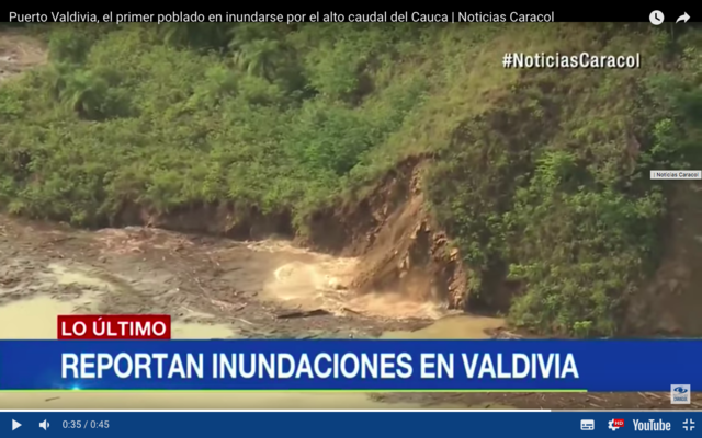 Río Cauca tumbó puente peatonal en Puerto Valdivia tras crecida