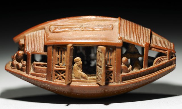 Boat Carved from an Olive Stone