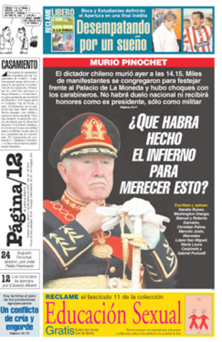 Muere Augusto Pinochet Ugarte.