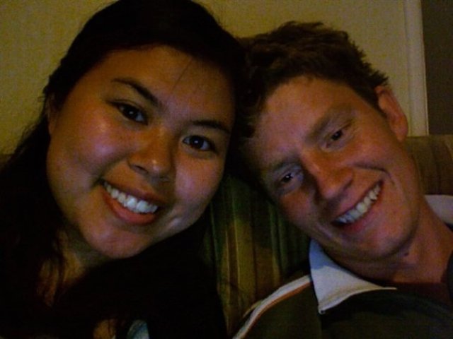 Photo of Susie and Sam at Sam's flat