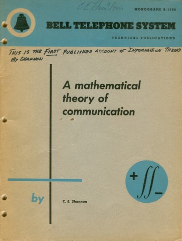 Claude Shannon presenta un artículo titulado "The Mathematical Theory of Communication"