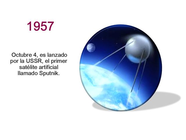 Primer satélite artificial llamado Sputnik.
