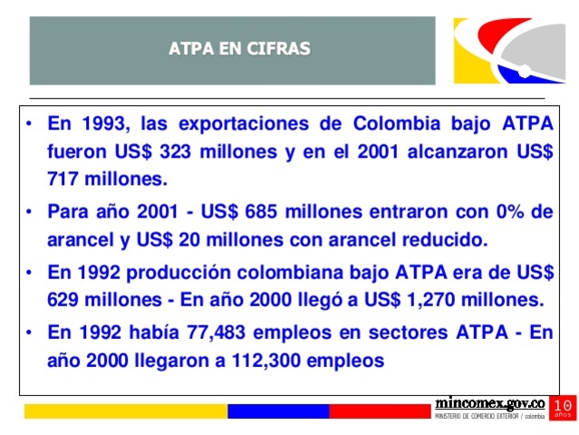 COLOMBIA: ENTRA EN RIGOR EL ATPA