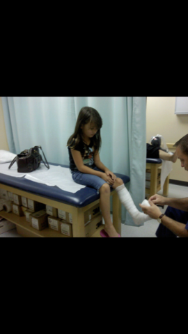 When I broke my foot.