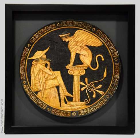 Inicio de la ilustración del mito, Edipo y la esfinge