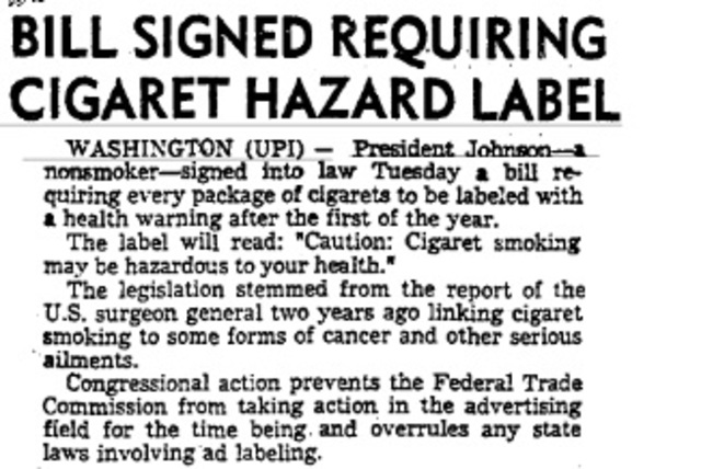 FIrst Cigarette Hazard Label