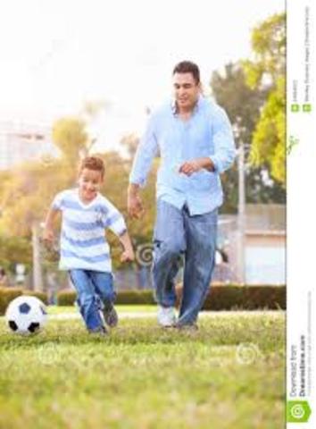 Playing soccer with my dad