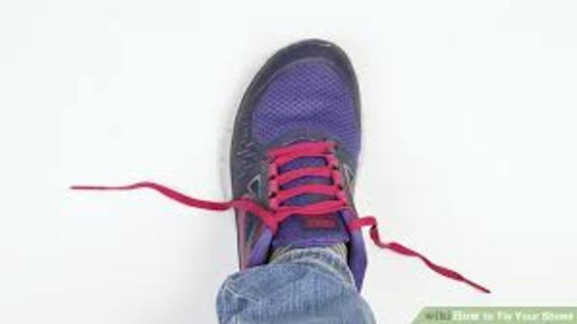 tying shoes