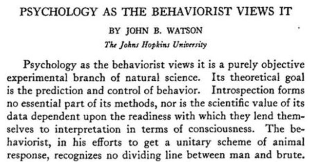 EUA - Watson publica: “A Psicologia como o Behaviorista a vê”.