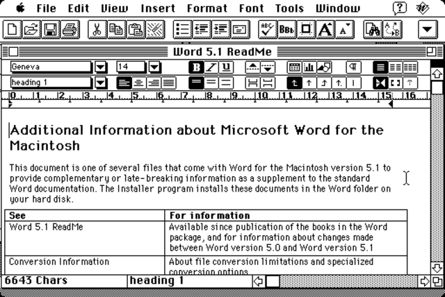 Primera version de Word para Macintosh