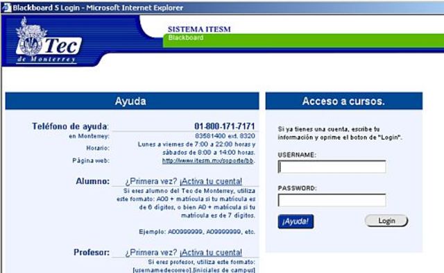 Se sustituye Learning Space por Blackboard