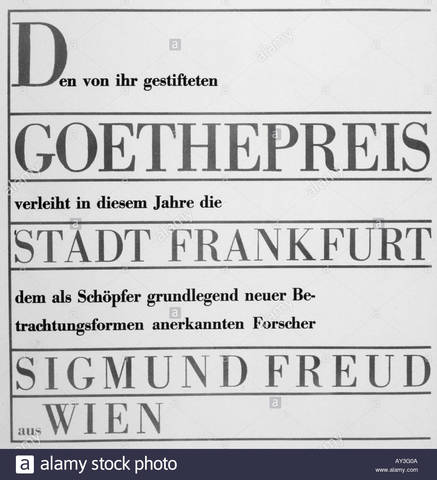Alemanha - Freud recebe o Prêmio Goethe