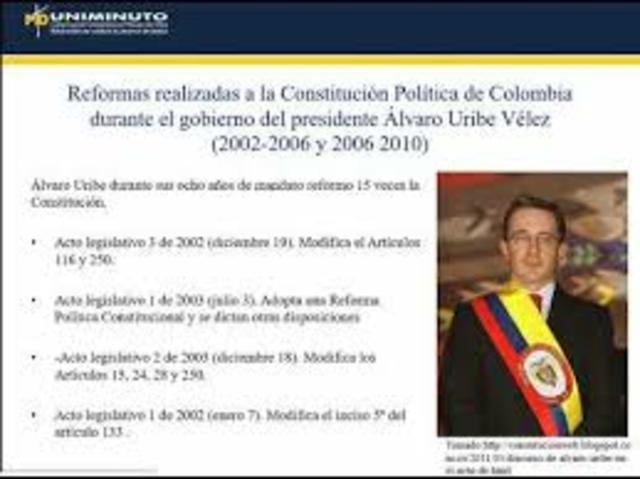 reforma de la constitución en el gobierno de Álvaro Uribe (2002-2006 y 2006-2010)