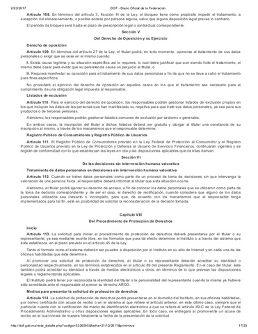 Establecimiento de disposiciones sobre los derechos de acceso y corrección de los datos personales.