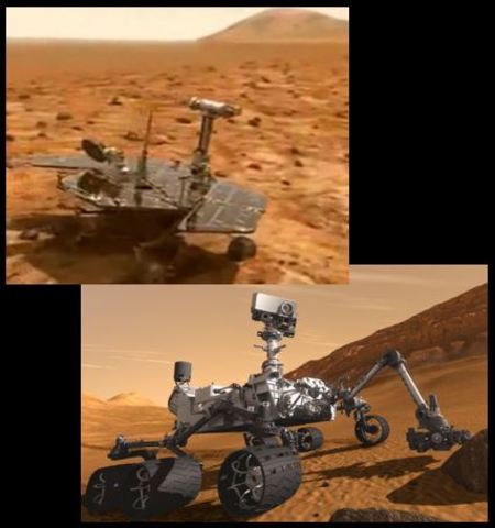 Spirit and Curiosity land on mars
