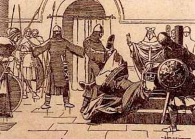 The King of France signs a treaty with the Vikings