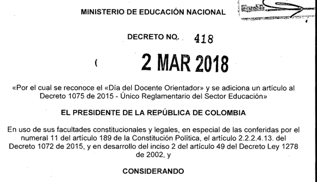 Decreto Número 410 de 2018