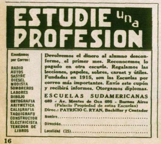 Cursos por correo publicitados en revistas de historietas