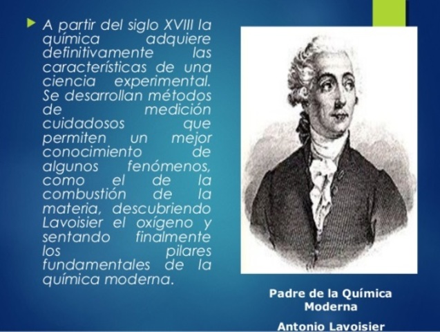 la química adquiere definitivamente las características de una ciencia experimental