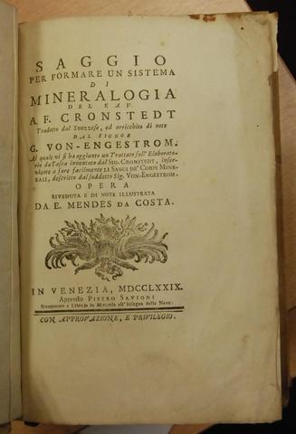 Saggio Per Formare Un Sistema Di Mineralogia.