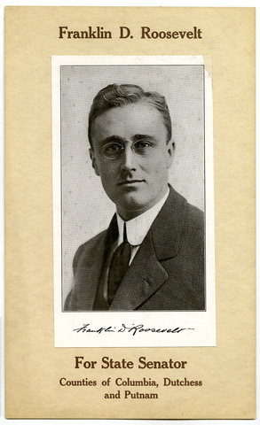 Franklin Roosevelt is elected to state senator of Duchess County.
