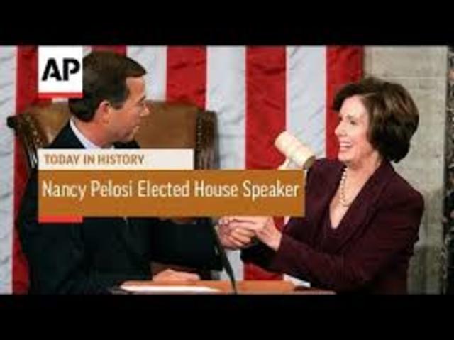 The 110th United States Congress convenes, electing Nancy Pelosi as the first female Speaker of the House in U.S. history.