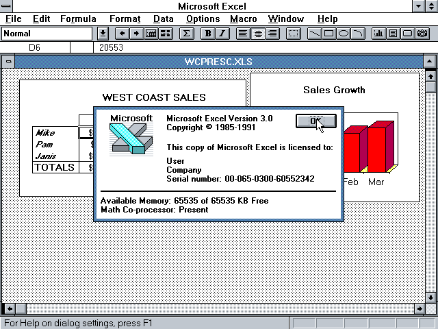 Microsoft Excel 3.0