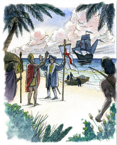 Columbus discovers new world