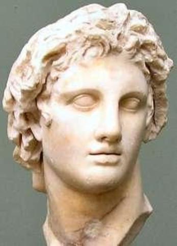 Alexander (den store) overtager tronen efter sin far, Philip af Makadonien