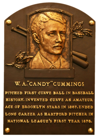 candy Cummings throws the first curveball in baseball