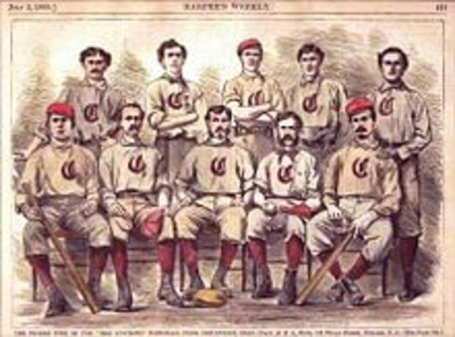 the first professional team in the Cincinnati Red Stockings take the field for the first time
