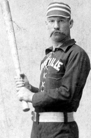 Pete Browning uses the first Louisville slugger bat
