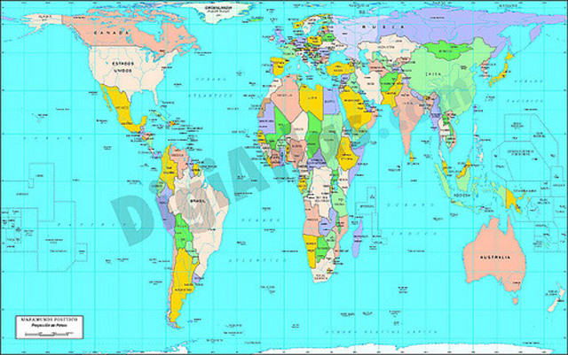 El mapamundi de Peters (físico y político)