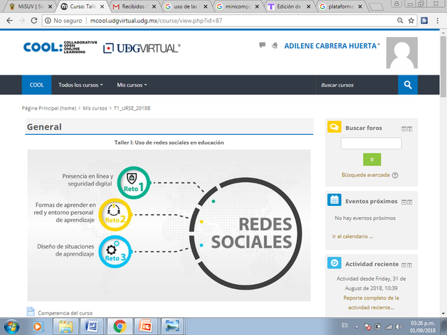Aprendí y tuve acceso por primera vez a la plataforma de COOL en UDG Virtual