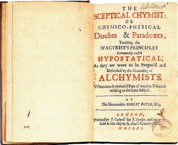 Boyle en su libro El Químico Escéptico, crea el concepto de química.