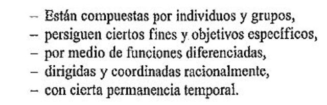 Características de Una organización (1975)