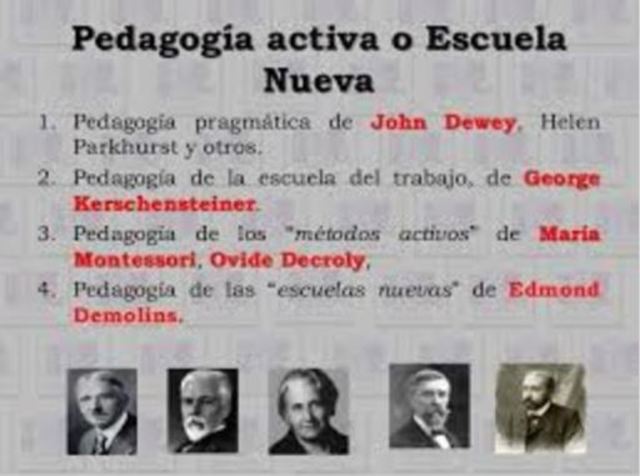 Dewey (1859-1952) es el creador del nuevo concepto pragmático de la educación. Rechaza el aprendizaje mecánico y formal y lo sustituye por la enseñanza basada en la acción y en el interés productivo del niño.