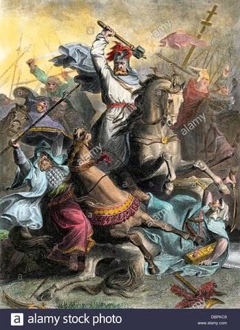 Charles Martel defeats the Arabs in the Battle of Tours