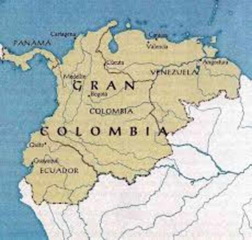 Simón Bolívar  proclama la República de Colombia integrada por Venezuela y la Nueva Granada.