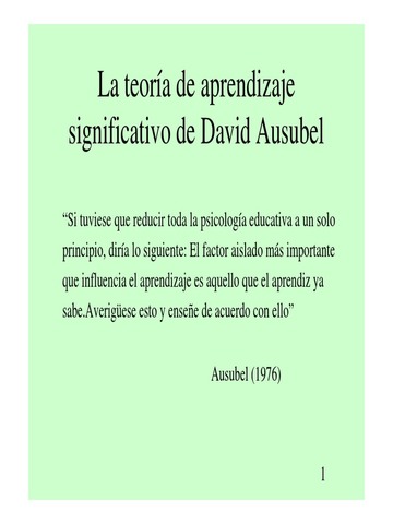 JUN 5, 1976 TEORIA DEL APRENDIZAJE SIGNIFICATIVO: AUSUBEL