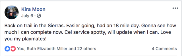 back on trail in the sierras