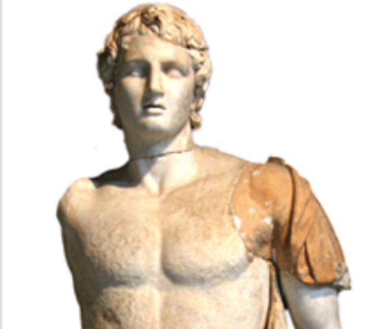 Alexander (den Store) overtager tronen efter sin far, Philip af Makedonien