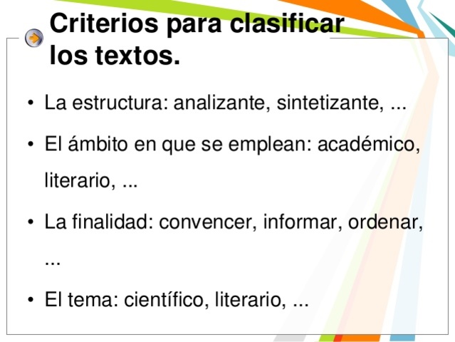 ¿Qué criterios se utilizan para clasificar  textos?