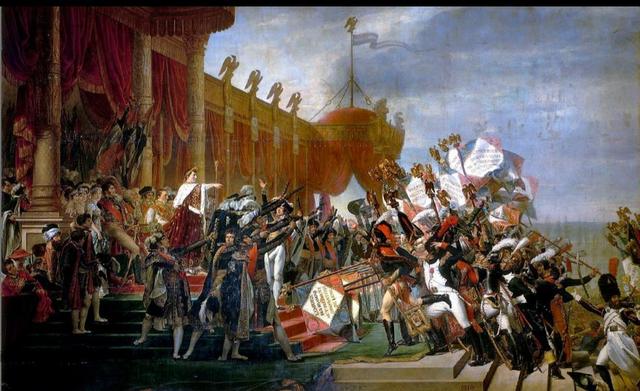 A distribuição das águias. Pintado por  Jacques-Louis David