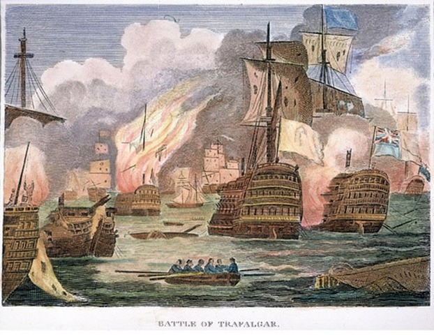 Defeat of Spanish and French Fleets at Trafalgar in 1805