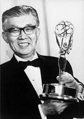 Sony receives the first Emmy ever awarded to a Japanese company for developing the trinitron color tv system.