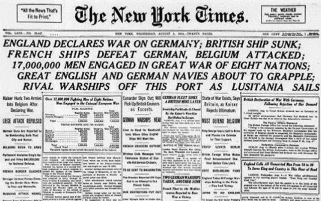 Entran en guerra Gran Bretaña y Alemania