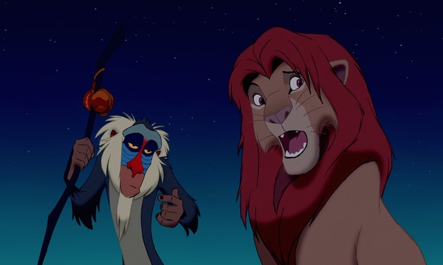 Rafiki shows Simba that he needs to return