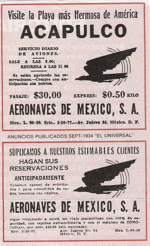Primer vuelo MEX-ACA-MEX.